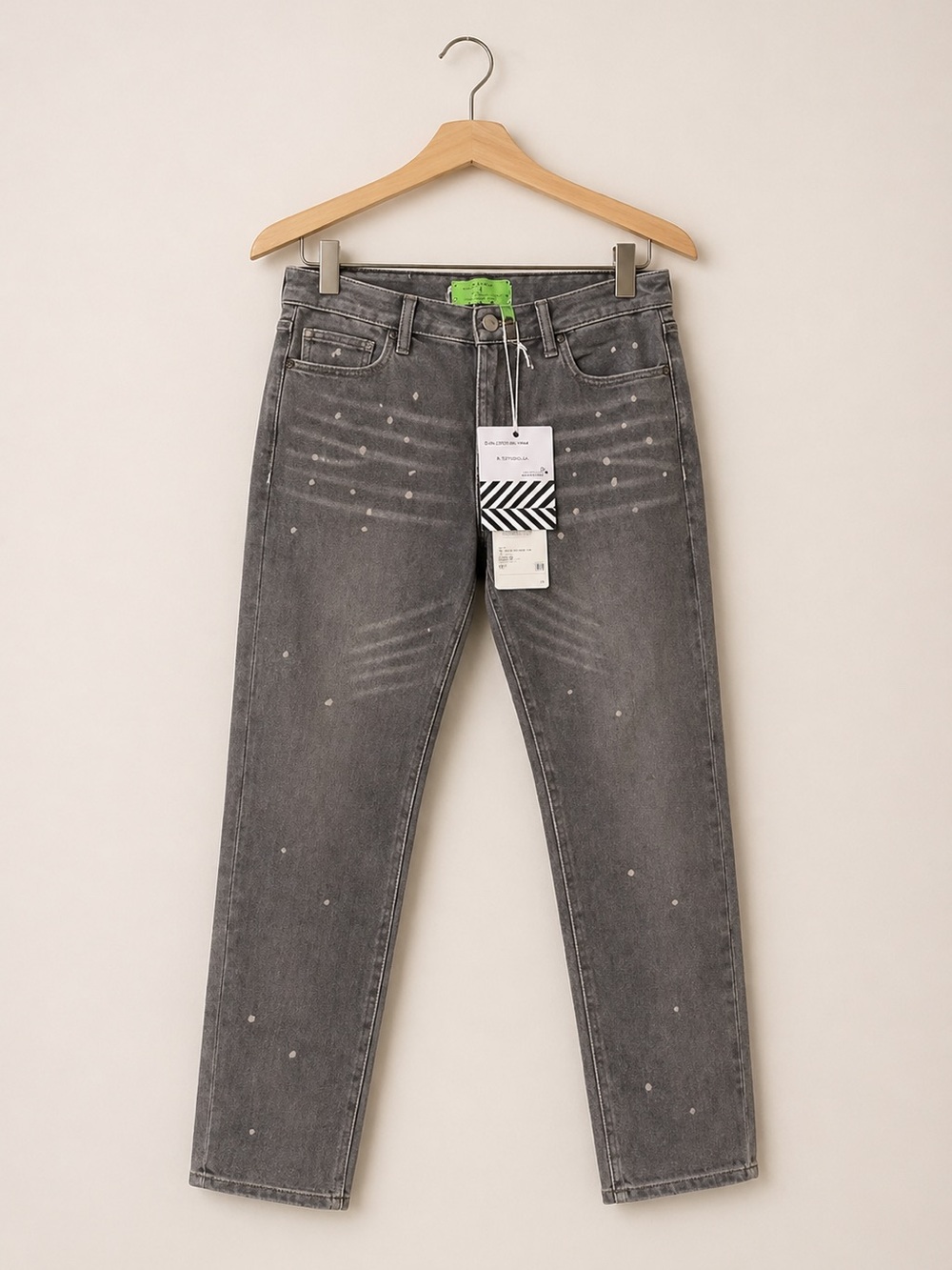 Free People x Sandrine Rose Paint Splatter Grey Skinny Jeans Size 28 NWT